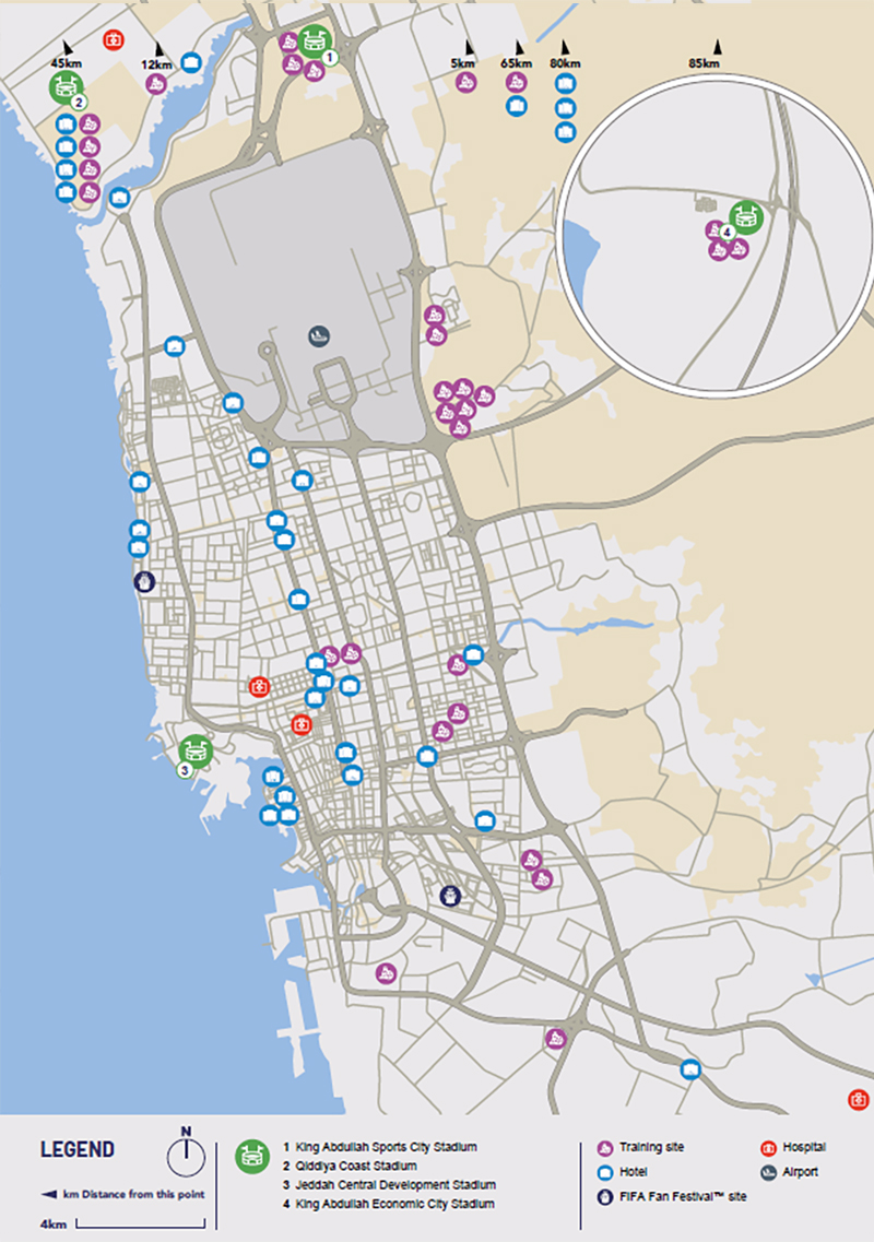 Kaart van WK 2034 speelstad Jeddah